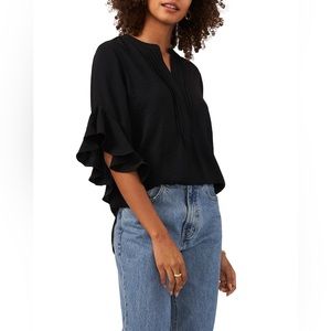 Vince Camuto Pleated Ruffled-Sleeve Blouse